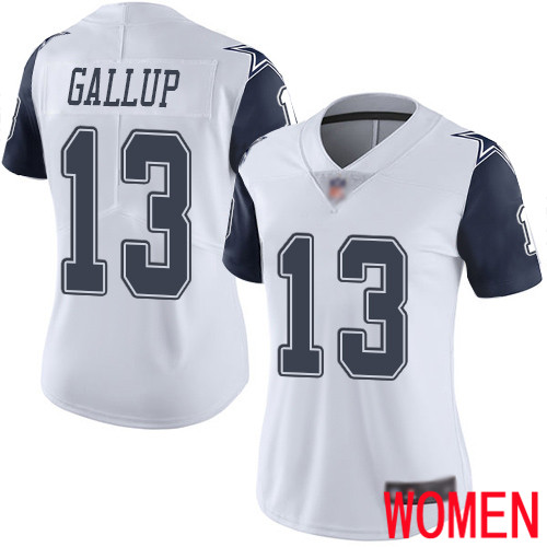 Women Dallas Cowboys Limited White Michael Gallup #13 Rush Vapor Untouchable NFL Jersey